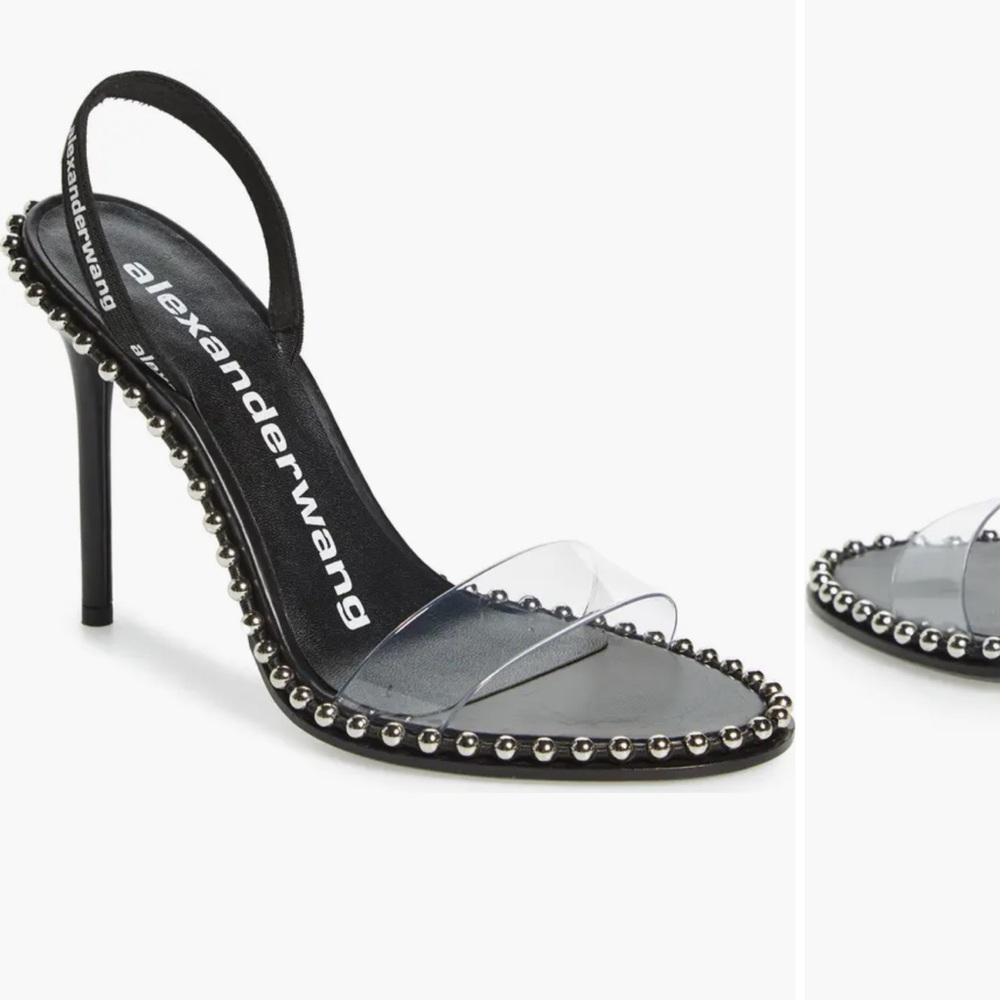 Alexander Wang Black and Silver Slingback Heels